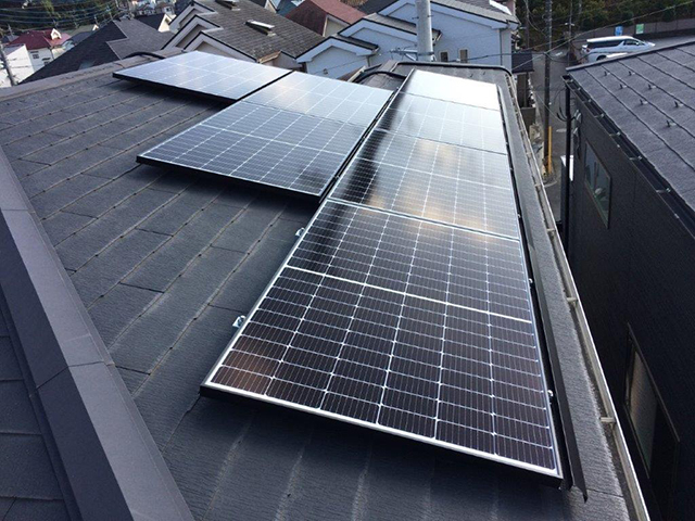 埼玉県新座市の長州産業製CS-340B81 ×11、CS-223B81 ×1の太陽光発電施工写真