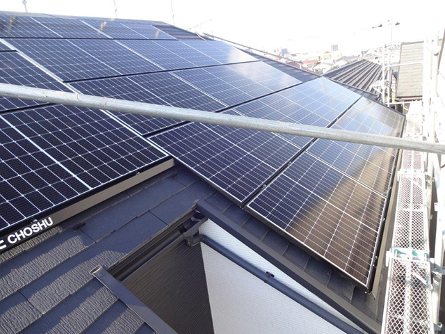 東京都東久留米市の長州産業製CS-340B81 ×17、CS-223B81 ×2の太陽光発電施工写真