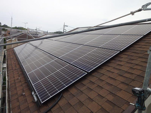 東京都板橋区の長州産業製CS-340B81 ×16、CS-223B81 ×2の太陽光発電施工写真