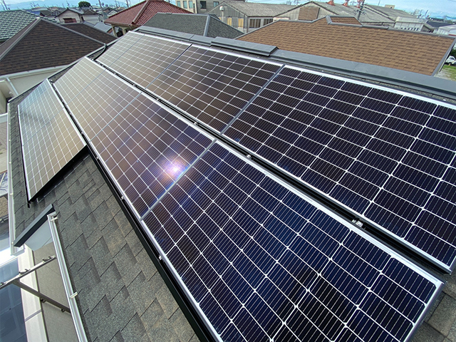 愛知県海部郡の長州産業製CS-223B81S ×10、CS-109B81S ×2、CS-109B81R ×4の太陽光発電施工写真