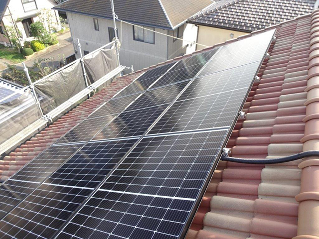 茨城県笠間市の長州産業製CS-340B81 ×15の太陽光発電施工写真