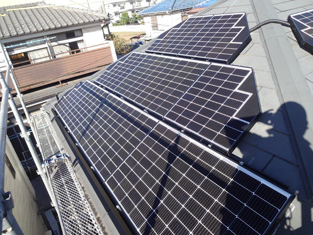 東京都練馬区の長州産業製CS-223B81S ×10、CS-109B81S ×2、CS-109B81L ×4、CS-109B81R ×2の太陽光発電施工写真