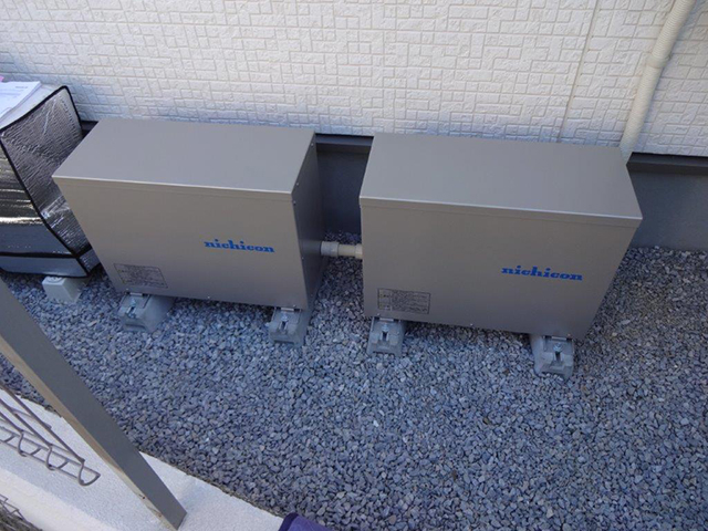 東京都町田市の ニチコン製ES-T3M1、ES-T3X1の蓄電池施工写真