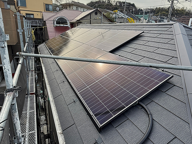 神奈川県川崎市の長州産業製CS6.2-48TM-455 ×9の太陽光発電施工写真