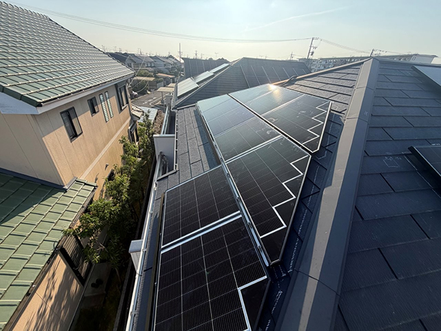 愛知県知立市のハンファジャパン製CS-258N11 ×19、CS-126N11S ×3、CS-126N11L ×2、CS-126N11R ×3の太陽光発電施工写真3